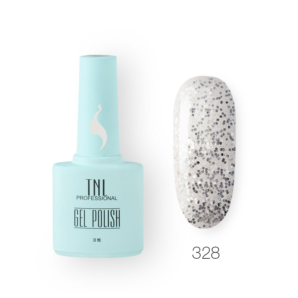 Гель-лак TNL 8 Чувств №328 – серебряный блеск (10 мл.)