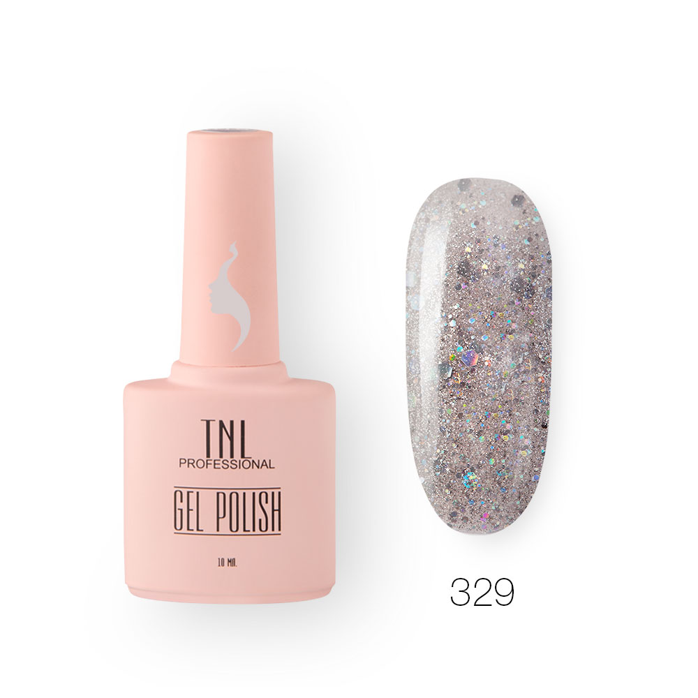 Гель-лак TNL 8 Чувств №329 – россыпь серебра (10 мл.)